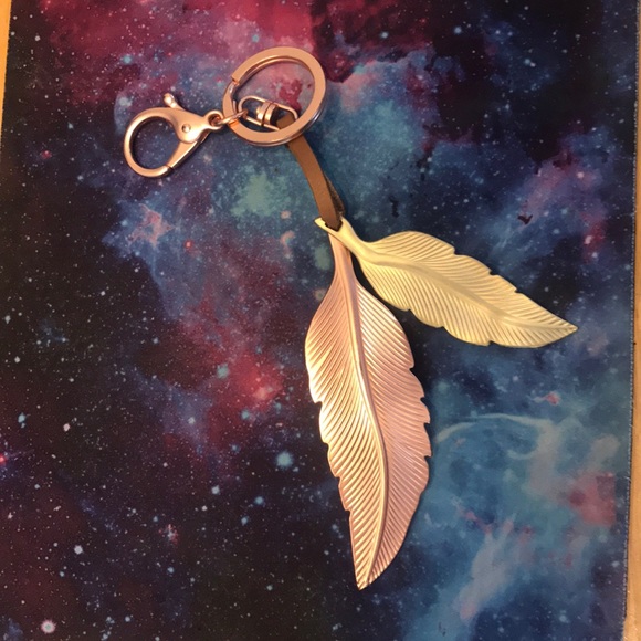 Anthropologie Accessories - Anthropologie gold and rose gold feather key chain